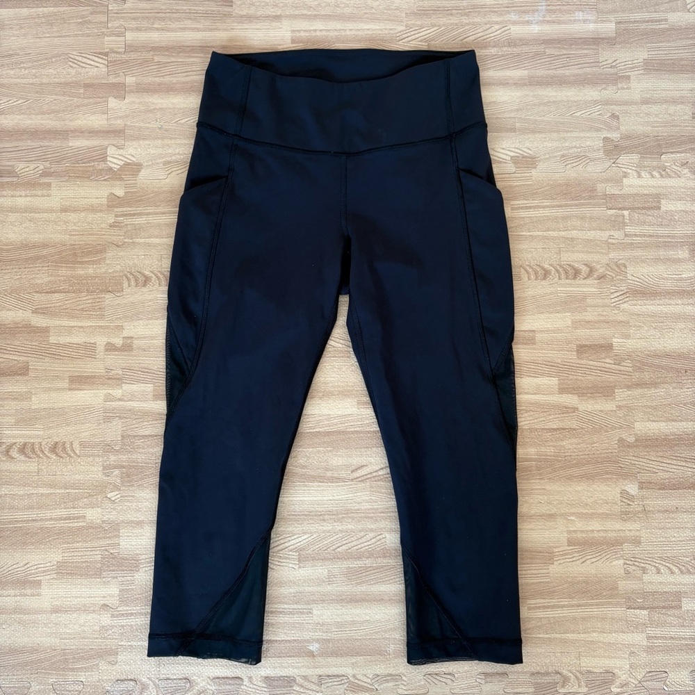 Lululemon Athletica Black Womens Leggings Mesh Yoga Workout Running Size 6 - Picture 3 of 14